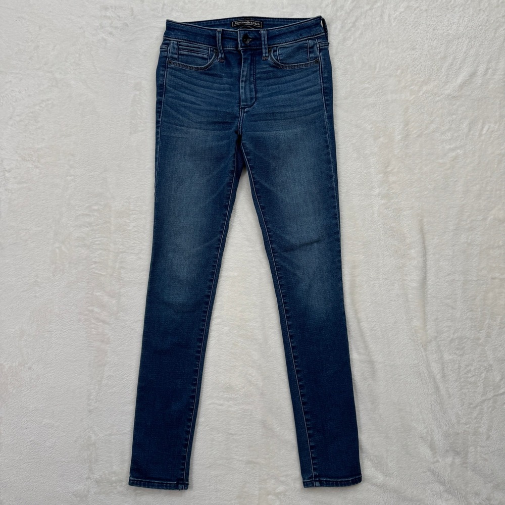 Abercrombie & Fitch Jeans Womens 24 Blue Super Skinny Mid Rise Dark Wash Stretch